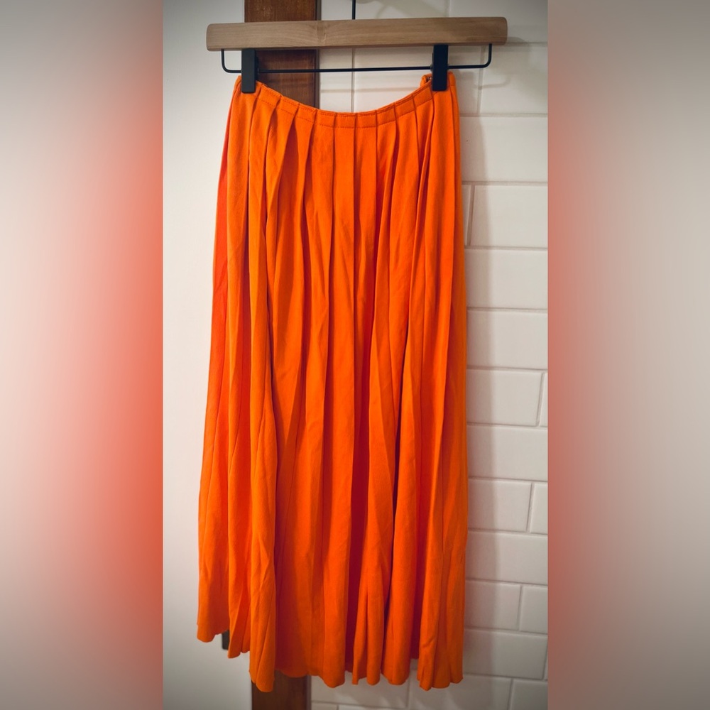 Tennis-Core J.Crew Pleated Midi Skirt in Bright Persimmon